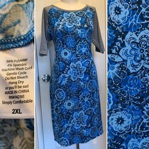 Beautiful floral geometric blue / grey Julia Dress